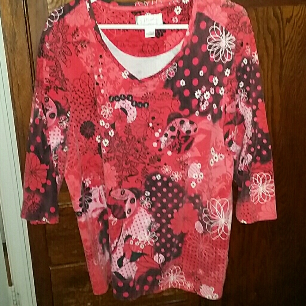 Tshirt 3/4 sleeve ladybugs
